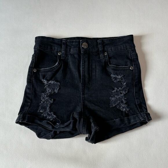 Bluenotes Black Distressed Jean Shorts - Picture 1 of 6